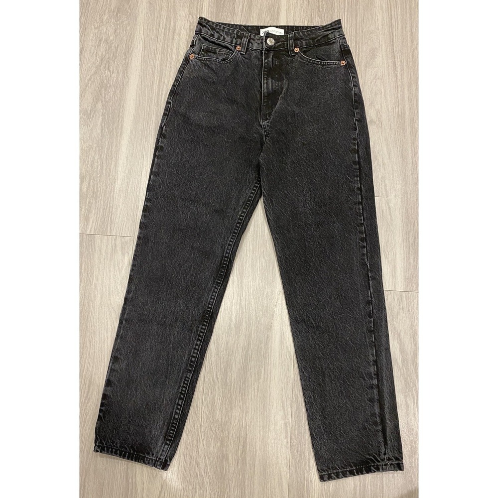 Zara black straight‎  denim jeans sz  4 women's 27" inseam